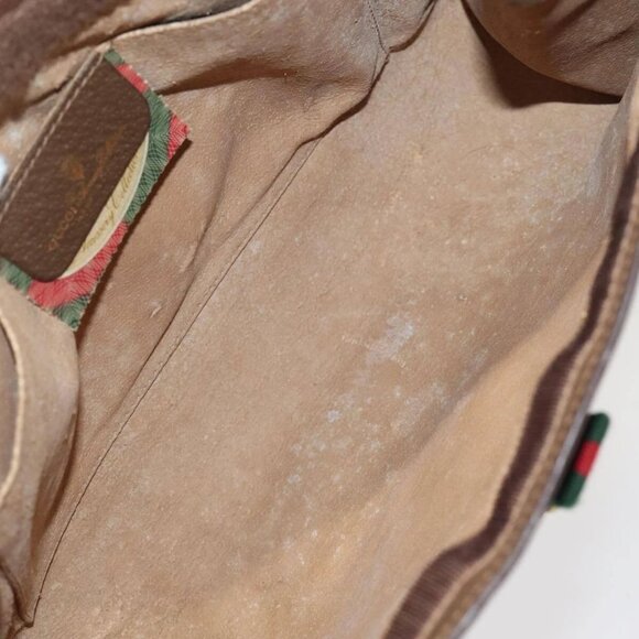 GUCCI GG Supreme Web Sherry Line Clutch Bag PVC Beige Red - Picture 13 of 16